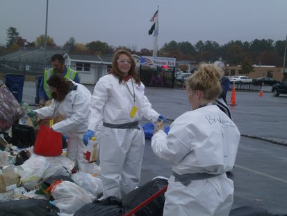 Mosinee High School Green Team members sorting recyclable materials from the garbage during a demonstration survey 10/9/12 Mosinee High School Green Team members sorting recyclable materials from the garbage during a demonstration survey 10/9/12