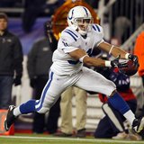Indianapolis Colts running back Donald Brown catches a pass against the New England Patriots in the second quarter of their NFL football gam