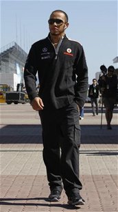 McLaren Formula One driver Lewis Hamilton of Britain arrives ahead of the South Korean F1 Grand Prix at the Korea International Circuit in Y McLaren Formula One driver Lewis Hamilton of Britain arrives ahead of the South Korean F1 Grand Prix at the Korea International Circuit in Y