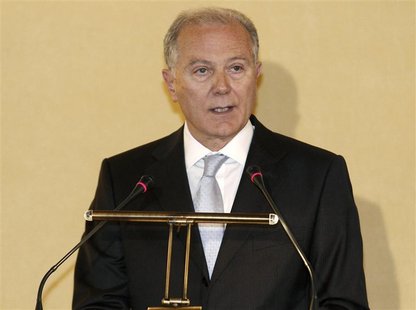 Bank of Greece Governor George Provopoulos delivers a speech during an annual shareholders meeting in Athens April 18, 2011. REUTERS/Yiorgos Bank of Greece Governor George Provopoulos delivers a speech during an annual shareholders meeting in Athens April 18, 2011. REUTERS/Yiorgos