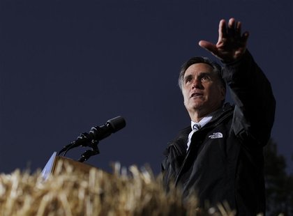 Republican presidential nominee Mitt Romney speaks during a campaign stop at the Shelby County Fairgrounds in Sidney, Ohio October 10, 2012. Republican presidential nominee Mitt Romney speaks during a campaign stop at the Shelby County Fairgrounds in Sidney, Ohio October 10, 2012.