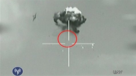 A still image taken from Israeli Defence Forces (IDF) video footage shows what they say is a small unidentified aircraft shot down in a mid- A still image taken from Israeli Defence Forces (IDF) video footage shows what they say is a small unidentified aircraft shot down in a mid-