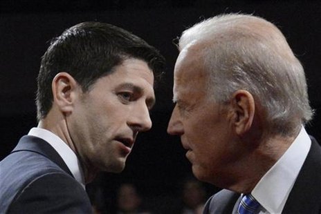 U.S. Vice President Joe Biden (L) and Republican vice presidential nominee Paul Ryan shake hands at the conclusion of the vice presidential U.S. Vice President Joe Biden (L) and Republican vice presidential nominee Paul Ryan shake hands at the conclusion of the vice presidential