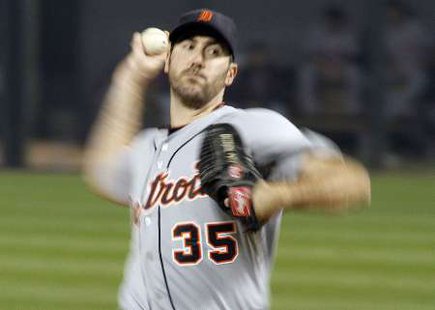 Detroit Tigers ace Justin Verlander, who struck out 11 Oakland batters in a complete game 6-0 win that clinched the ALDS, 3 games to 2. Detroit Tigers ace Justin Verlander, who struck out 11 Oakland batters in a complete game 6-0 win that clinched the ALDS, 3 games to 2.