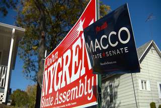 A Marinette city ordinance regarding the placement of political signs is the basis of a federal lawsuit. The suit alleges the city requires a permit and a $15 fee to be paid before political signs can be displayed. (courtesy of FOX 11). A Marinette city ordinance regarding the placement of political signs is the basis of a federal lawsuit. The suit alleges the city requires a permit and a $15 fee to be paid before political signs can be displayed. (courtesy of FOX 11).