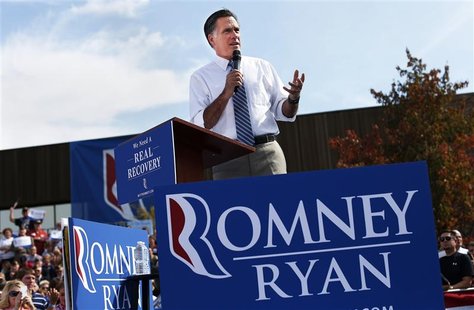 Republican presidential nominee Mitt Romney speaks during a campaign rally at Shawnee State University in Portsmouth, Ohio October 13, 2012. Republican presidential nominee Mitt Romney speaks during a campaign rally at Shawnee State University in Portsmouth, Ohio October 13, 2012.