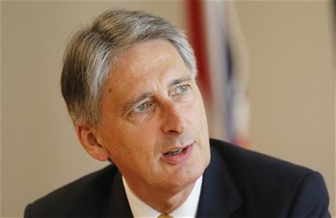 British Defence Minister Philip Hammond speaks during a news conference in Doha September 12, 2012. REUTERS/Fadi Al-Assaad British Defence Minister Philip Hammond speaks during a news conference in Doha September 12, 2012. REUTERS/Fadi Al-Assaad