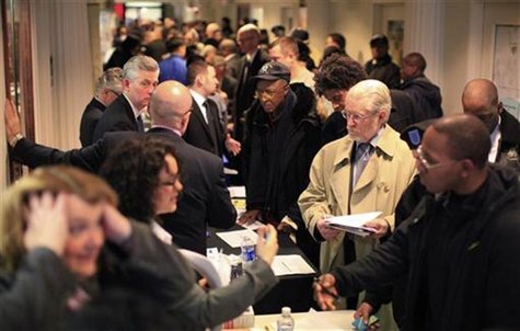 People attend a military veterans hiring event in New York January 19, 2012. REUTERS/Brendan McDermid People attend a military veterans hiring event in New York January 19, 2012. REUTERS/Brendan McDermid