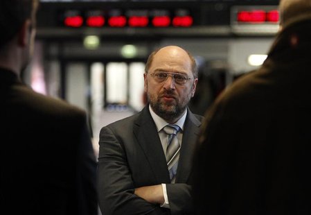European Parliament President Martin Schulz answers questions during a Reuters interview in Berlin October 15, 2012. REUTERS/Tobias Schwarz European Parliament President Martin Schulz answers questions during a Reuters interview in Berlin October 15, 2012. REUTERS/Tobias Schwarz