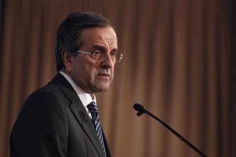 Greece's Prime Minister Antonis Samaras addresses the audience during an investment forum in Athens October 15, 2012. REUTERS/Yorgos Karahal Greece's Prime Minister Antonis Samaras addresses the audience during an investment forum in Athens October 15, 2012. REUTERS/Yorgos Karahal
