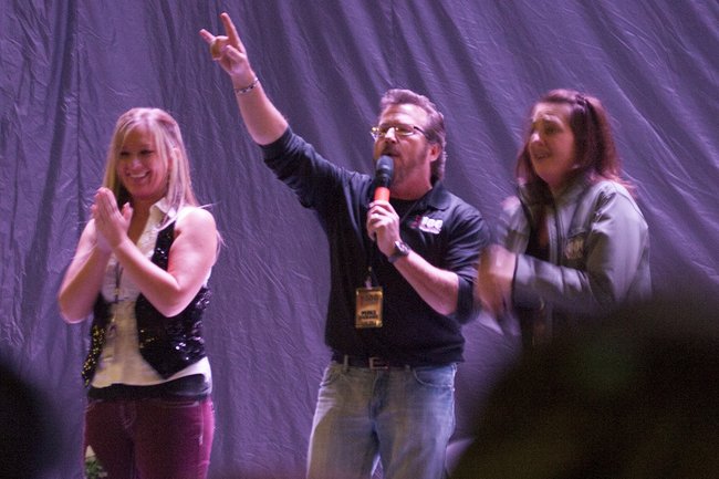 Abby, Mike Dubord, and Charli on stage