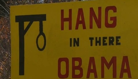 'Hang In There Obama' sign 'Hang In There Obama' sign