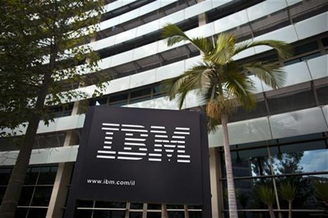 The IBM logo is seen outside the company's offices in Petah Tikva, near Tel Aviv October 24, 2011. REUTERS/Nir Elias The IBM logo is seen outside the company's offices in Petah Tikva, near Tel Aviv October 24, 2011. REUTERS/Nir Elias