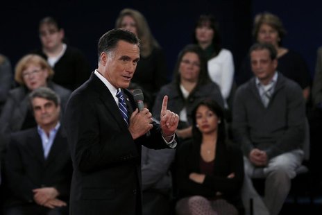 Republican presidential nominee Mitt Romney answers a question during the second U.S. presidential debate in Hempstead, New York, October 16 Republican presidential nominee Mitt Romney answers a question during the second U.S. presidential debate in Hempstead, New York, October 16