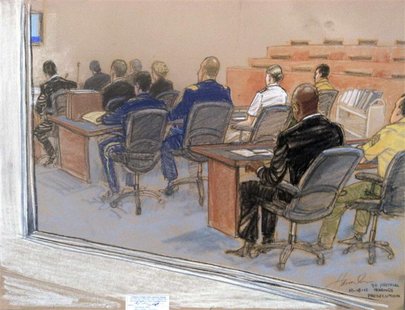 Military prosecution is seen in court on the fourth day of pre-trial hearings in the 9/11 war crimes prosecution as depicted in this Pentago Military prosecution is seen in court on the fourth day of pre-trial hearings in the 9/11 war crimes prosecution as depicted in this Pentago