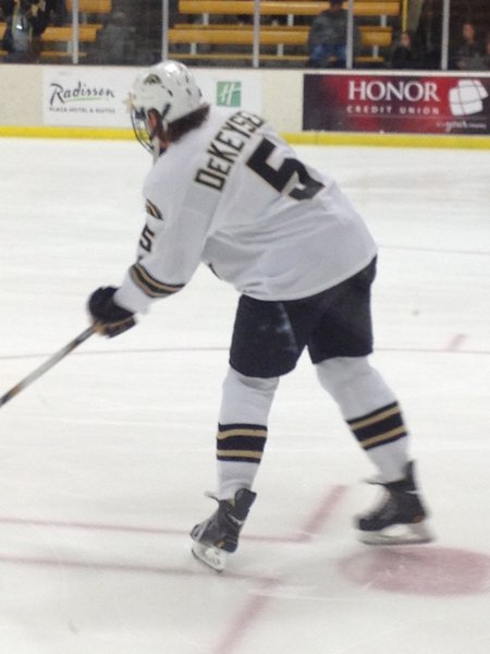 Western Michigans Dan DeKeyser warms up prior to the Canisius Golden Griffins matchup at Lawson Arena Friday 10/19/2012