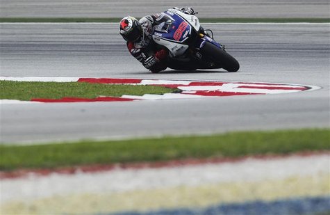 Yamaha MotoGP rider Jorge Lorenzo of Spain takes a corner during a free practice session ahead of the Malaysian Grand Prix in Sepang October Yamaha MotoGP rider Jorge Lorenzo of Spain takes a corner during a free practice session ahead of the Malaysian Grand Prix in Sepang October
