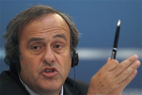 UEFA President Michel Platini speaks during a news conference after a meeting, held by the UEFA Executive Committee, in St. Petersburg Octob UEFA President Michel Platini speaks during a news conference after a meeting, held by the UEFA Executive Committee, in St. Petersburg Octob