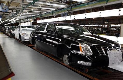The Cadillac assembly line is seen at a General Motors Auto Plant in Hamtramck, Michigan, near Detroit, July 30, 2010. REUTERS/Larry Downing The Cadillac assembly line is seen at a General Motors Auto Plant in Hamtramck, Michigan, near Detroit, July 30, 2010. REUTERS/Larry Downing