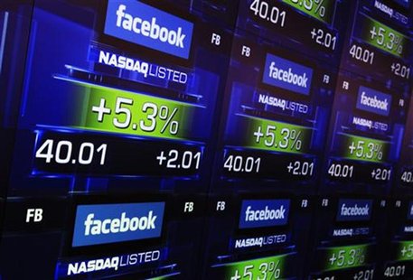 Facebook's share prices are seen inside the NASDAQ Marketsite in New York May 18, 2012. REUTERS/Shannon Stapleton Facebook's share prices are seen inside the NASDAQ Marketsite in New York May 18, 2012. REUTERS/Shannon Stapleton