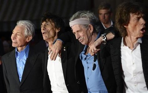 (L - R)The Rolling Stones members Charlie Watts, Ronnie Wood, Keith Richards and Mick Jagger arrive for the world premiere of the Rolling St (L - R)The Rolling Stones members Charlie Watts, Ronnie Wood, Keith Richards and Mick Jagger arrive for the world premiere of the Rolling St