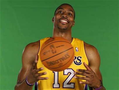 Los Angeles Lakers Dwight Howard poses for a photo during NBA media day for the Los Angeles Lakers basketball team in Los Angeles October 1, Los Angeles Lakers Dwight Howard poses for a photo during NBA media day for the Los Angeles Lakers basketball team in Los Angeles October 1,