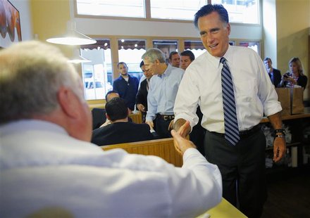 Republican presidential nominee Mitt Romney greets diners at First Watch cafe, where he picked up some food, in Cincinnati, Ohio October 25, Republican presidential nominee Mitt Romney greets diners at First Watch cafe, where he picked up some food, in Cincinnati, Ohio October 25,
