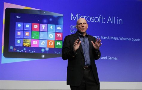 Microsoft CEO Steve Ballmer speaks at the launch event of Windows 8 operating system in New York, October 25, 2012. REUTERS/Lucas Jackson Microsoft CEO Steve Ballmer speaks at the launch event of Windows 8 operating system in New York, October 25, 2012. REUTERS/Lucas Jackson