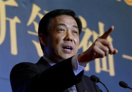 Bo Xilai, then Governor of Liaoning Province, gestures as he delivers a speech at the China Entrepreneur Annual Meeting 2003 in Beijing in t Bo Xilai, then Governor of Liaoning Province, gestures as he delivers a speech at the China Entrepreneur Annual Meeting 2003 in Beijing in t