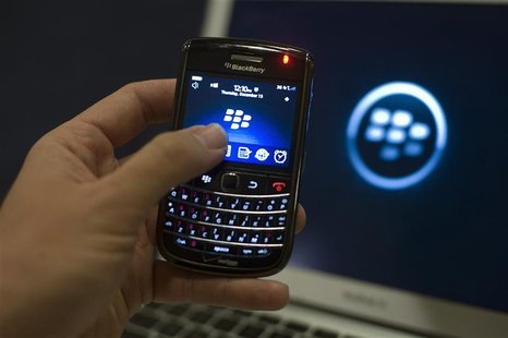 A BlackBerry handset is displayed in Washington, December 15, 2011. REUTERS/Jonathan Ernst A BlackBerry handset is displayed in Washington, December 15, 2011. REUTERS/Jonathan Ernst