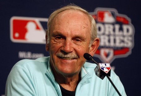 Detroit Tigers manager Jim Leyland talks with the media during a news conference at Comerica Park in Detroit, Michigan October 26, 2012. REU Detroit Tigers manager Jim Leyland talks with the media during a news conference at Comerica Park in Detroit, Michigan October 26, 2012. REU