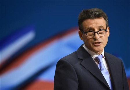 Sebastian Coe, chairman of the organising committee for the London Olympics speaks at the Conservative Party conference in Birmingham, centr Sebastian Coe, chairman of the organising committee for the London Olympics speaks at the Conservative Party conference in Birmingham, centr