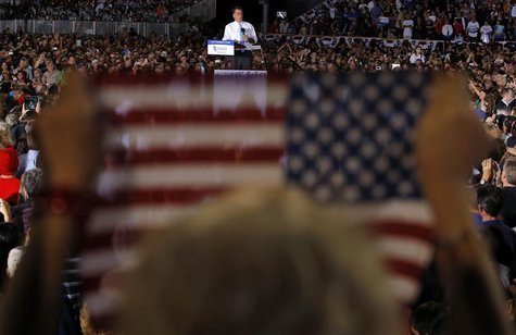 Republican presidential nominee Mitt Romney speaks at a campaign rally in Land O'Lakes, Florida October 27, 2012. REUTERS/Brian Snyder Republican presidential nominee Mitt Romney speaks at a campaign rally in Land O'Lakes, Florida October 27, 2012. REUTERS/Brian Snyder