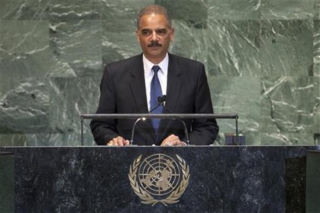 U.S. Attorney General Eric Holder addresses diplomats during the 67th United Nations General Assembly at the U.N. Headquarters in New York, U.S. Attorney General Eric Holder addresses diplomats during the 67th United Nations General Assembly at the U.N. Headquarters in New York,