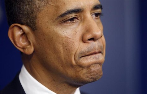 U.S. President Barack Obama pauses as he delivers a statement on the Hurricane Sandy situation from the press briefing room of the White Hou U.S. President Barack Obama pauses as he delivers a statement on the Hurricane Sandy situation from the press briefing room of the White Hou