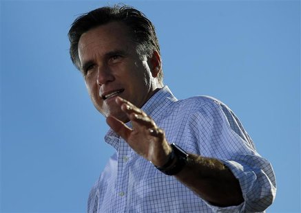 Republican presidential nominee Mitt Romney speaks at a campaign rally in Davenport, Iowa October 29, 2012. REUTERS/Brian Snyder Republican presidential nominee Mitt Romney speaks at a campaign rally in Davenport, Iowa October 29, 2012. REUTERS/Brian Snyder