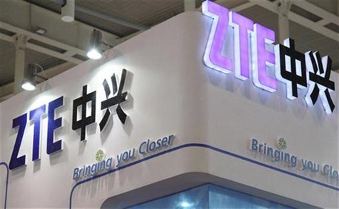 ZTE company logos are seen at an international software and information services exhibition in Nanjing, Jiangsu province September 6, 2012. ZTE company logos are seen at an international software and information services exhibition in Nanjing, Jiangsu province September 6, 2012.