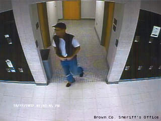 This surveillance image shows a man believed to be involved in a string of thefts from Brown County health club locker rooms. This surveillance image shows a man believed to be involved in a string of thefts from Brown County health club locker rooms.