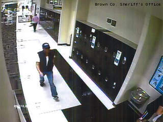This surveillance image shows a man believed to be involved in a string of thefts from Brown County health club locker rooms. This surveillance image shows a man believed to be involved in a string of thefts from Brown County health club locker rooms.