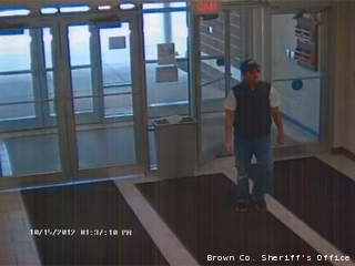 This surveillance image shows a man believed to be involved in a string of thefts from Brown County health club locker rooms. This surveillance image shows a man believed to be involved in a string of thefts from Brown County health club locker rooms.