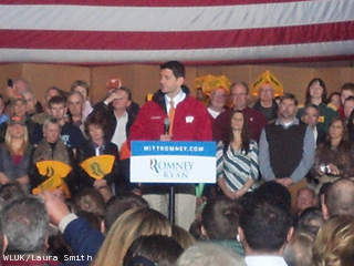 Republican vice presidential nominee Paul Ryan speaks at FulfillNet in Ashwaubenon, Oct. 31, 2012. (courtesy of FOX 11). Republican vice presidential nominee Paul Ryan speaks at FulfillNet in Ashwaubenon, Oct. 31, 2012. (courtesy of FOX 11).