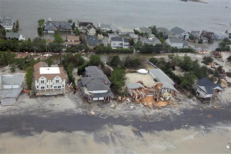 Aerial views shows the damage caused by Hurricane Sandy to the New Jersey coast taken during a search and rescue mission by 1-150 Assault Helicopter Battalion, New Jersey Army National Guard on October 30, 2012. REUTERS/Mark C. Olsen/U.S. Air Force/Handout Aerial views shows the damage caused by Hurricane Sandy to the New Jersey coast taken during a search and rescue mission by 1-150 Assault Helicopter Battalion, New Jersey Army National Guard on October 30, 2012. REUTERS/Mark C. Olsen/U.S. Air Force/Handout