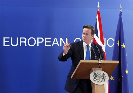 Britain's Prime Minister David Cameron holds a news conference at the end of a European Union leaders summit in Brussels October 19, 2012. R Britain's Prime Minister David Cameron holds a news conference at the end of a European Union leaders summit in Brussels October 19, 2012. R