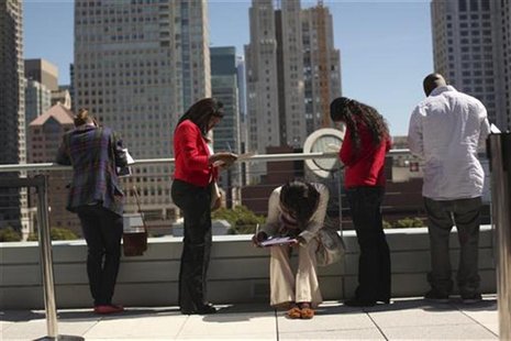 Job seekers apply for the 300 available positions at a new Target retail store in San Francisco, California August 9, 2012. REUTERS/Robert G Job seekers apply for the 300 available positions at a new Target retail store in San Francisco, California August 9, 2012. REUTERS/Robert G