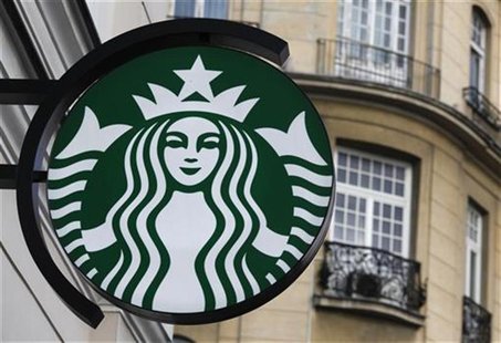 The Starbucks logo is seen outside the new Starbucks cafe in Warsaw March 6, 2011. REUTERS/Kacper Pempel The Starbucks logo is seen outside the new Starbucks cafe in Warsaw March 6, 2011. REUTERS/Kacper Pempel