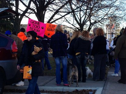 March for Mary participants 10/31/12 at Marathon County Courthouse, Wausau WI supporting tougher animal cruelty laws and full prosecution of the suspect accused of poisoning and stabbing Mary, a labrador-shepherd mix. March for Mary participants 10/31/12 at Marathon County Courthouse, Wausau WI supporting tougher animal cruelty laws and full prosecution of the suspect accused of poisoning and stabbing Mary, a labrador-shepherd mix.