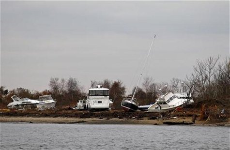 Boats damaged during Hurricane Sandy are seen on an island off Sea Bright, New Jersey, November 1, 2012. REUTERS/Adam Hunger Boats damaged during Hurricane Sandy are seen on an island off Sea Bright, New Jersey, November 1, 2012. REUTERS/Adam Hunger