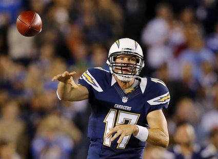 San Diego Chargers quarterback Philip Rivers (17) passes against the Kansas City Chiefs during their Thursday Night NFL football game in San San Diego Chargers quarterback Philip Rivers (17) passes against the Kansas City Chiefs during their Thursday Night NFL football game in San