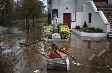 Flood waters left by storm surge from Hurricane Sandy surround Our Lady of Lourdes Church on the south side of hard-hit Staten Island in New Flood waters left by storm surge from Hurricane Sandy surround Our Lady of Lourdes Church on the south side of hard-hit Staten Island in New