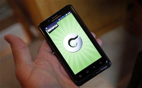 The Groupon smartphone app is displayed on a Motorola Droid Bionic cell phone in Denver November 4, 2011. REUTERS/Rick Wilking The Groupon smartphone app is displayed on a Motorola Droid Bionic cell phone in Denver November 4, 2011. REUTERS/Rick Wilking